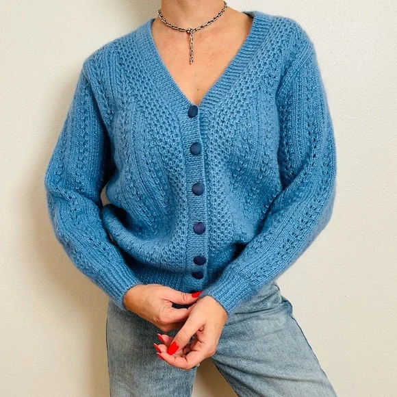 Vintage Cardigan Sweater Hand Knit - Picture 5 of 11